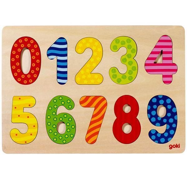 puzzle en bois - goki - apprendre chiffres 0-9 - puzzle éducatif enfant 3 ans