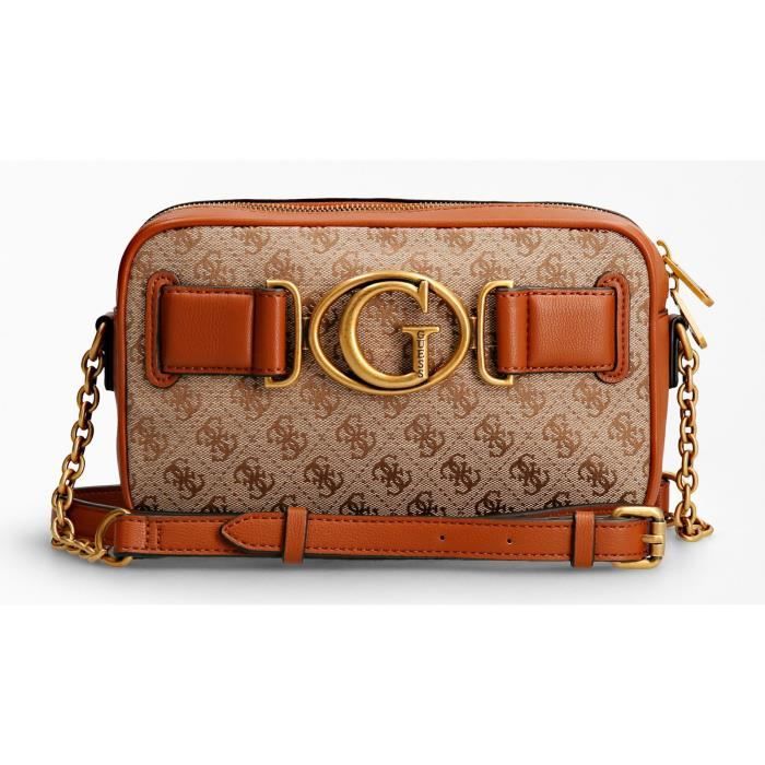 GUESS Aviana Crossbody Camera Bag Latte / Cognac [176129] sac à épaule bandoulière sacoche