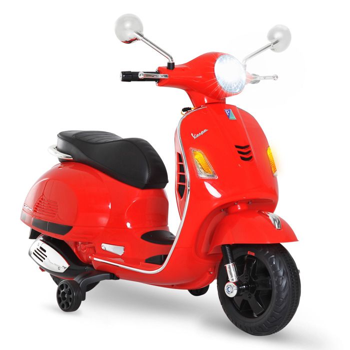 Moto électrique enfant - HOMCOM - vespa scooter 6 V MP3 USB klaxon phare feu AR - PP - rouge