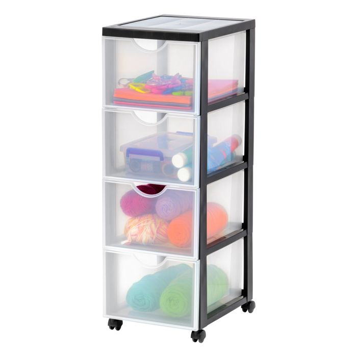 Iris Ohyama Tour de rangement Organisateur plastique 4 Grands Tiroirs Noir DDDC-304 Iris Ohyama Tour de rangement Organisateur plastique 4 Grands Tiroirs Noir DDDC-304