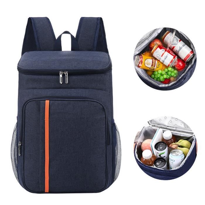 janzdiys sac a dos isotherme-29x19x42cm-cooler backpack bag-sac isotherme portable-pour déjeuner plage pique-nique-bleu marine