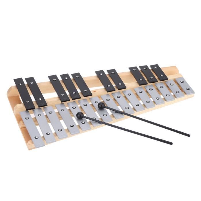 Professionnel Glockenspiel Xylophone Percussion Instrument Inclure 2 Caoutchouc Maillets SMAA 25-Note Xylophone w/Case Cadeau de Noël Parfait pour Les Adultes et Les Enfants 