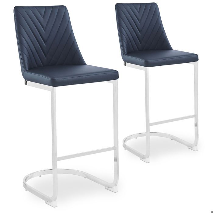 MENZZO Lot de 2 chaises de bar design Mistigri Simili Noir MENZZO Lot de 2 chaises de bar design Mistigri Simili Noir