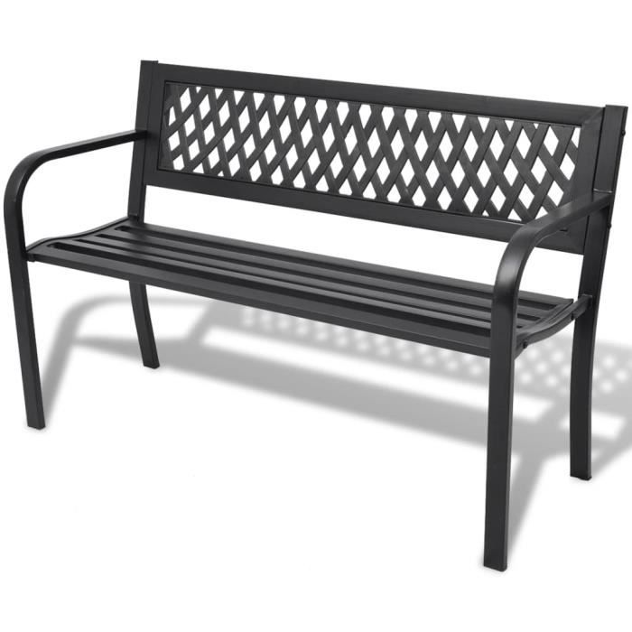 Banc de jardin - MOTHINESSTO - LY5210 - Acier Noir - 118 cm - 2 personnes