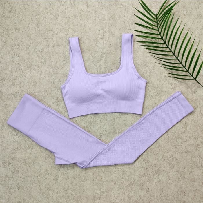 Ensemble Sport Marbre Blanc T&D APPAREL: Legging & Brassière Taille Régulière