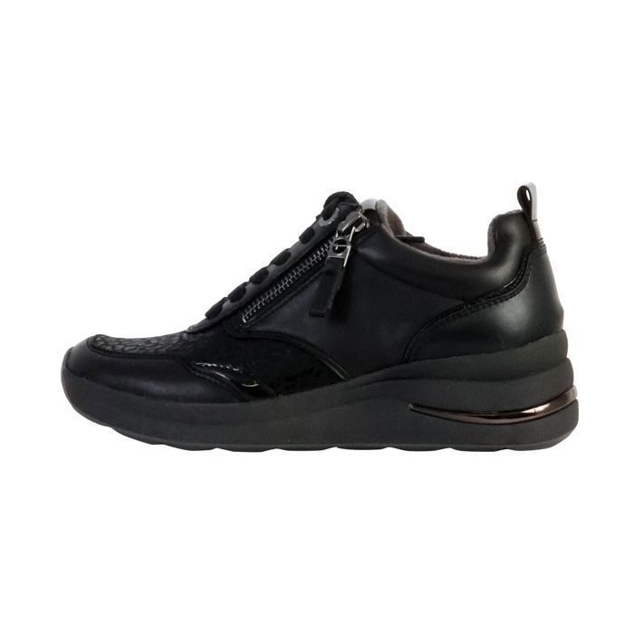 Sandales Trotteurs Femme Taille 40 En Cuir Noir Ajouré - Talon Compensé Confort