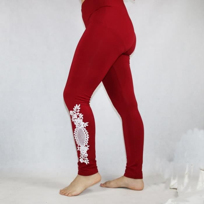 PANTALON Leggings en coton S 7XL Leggings grande taille dentelle