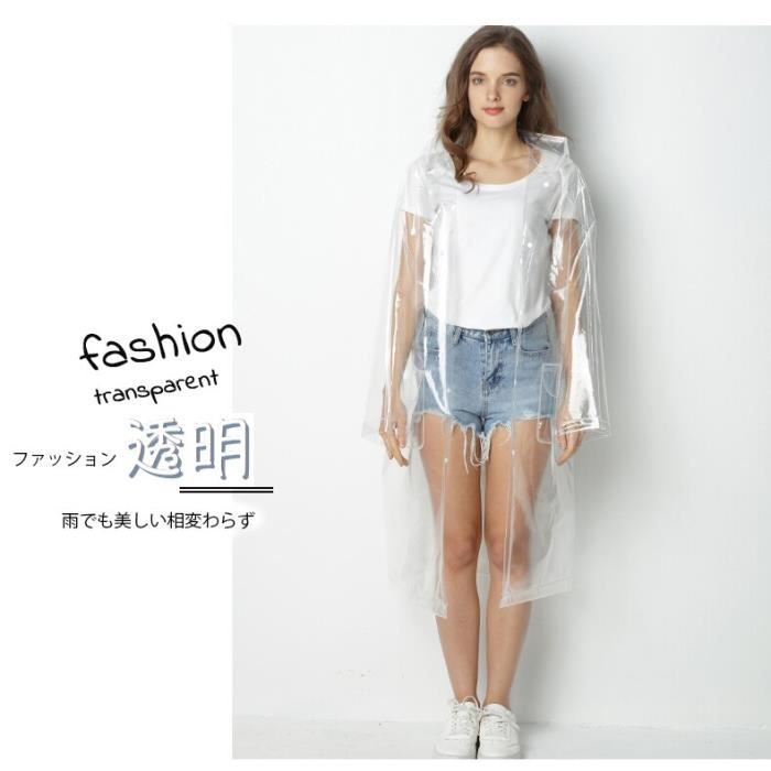 Trench,Manteau de pluie Long Super Transparent pour femmes, couverture de pluie EVA imperm?�able 