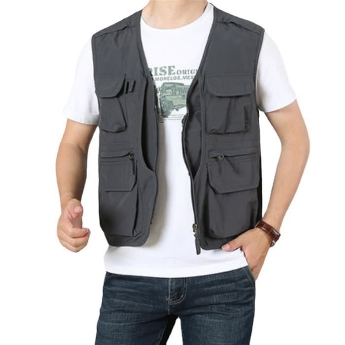 Yukirtiq Gilet De Pêche Homme - Multipoches Respirant - Chasse Camping Photographie