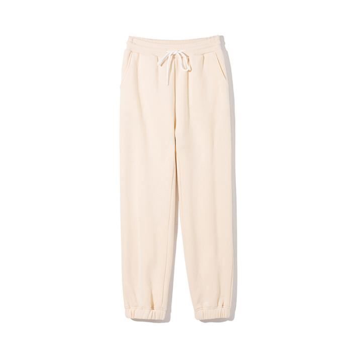 Pantalon Jogging Thermique Femme - Coton Doux Avec Doublure Polaire - Taille à Cordon - Confort Hiver
