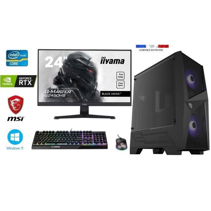 PACK PC Gamer intel I5-10400F - RTX 4060Ti 8GO MSI VENTUS 2X - 16GO RAM - SSD 1To + HDD 2To - WIFI - MSI MAG Forge 100M - Windows