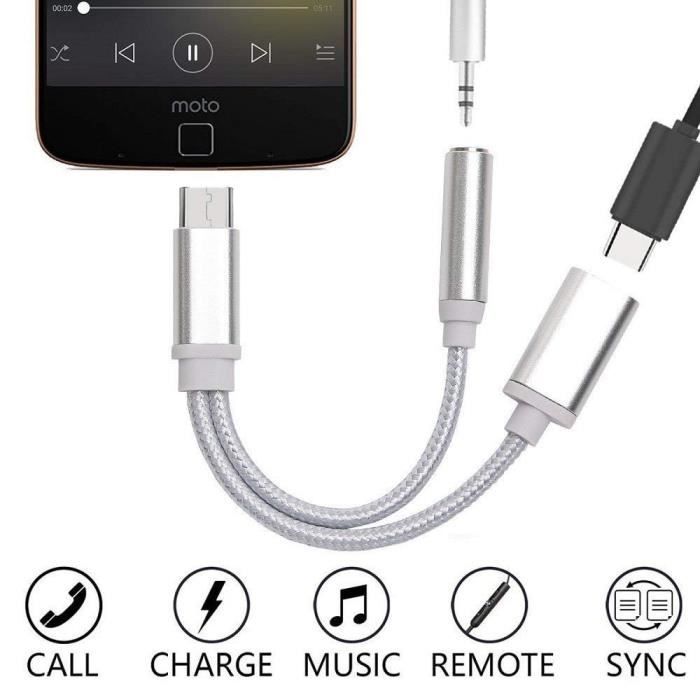 Oem Adaptateur Type C Jack Pour Sony Xperia Xz3 Smartphone Chargeur Ecouteurs 2 En 1 Casque Argent Casque Ecouteurs Avis Et Prix Pas Cher Cdiscount