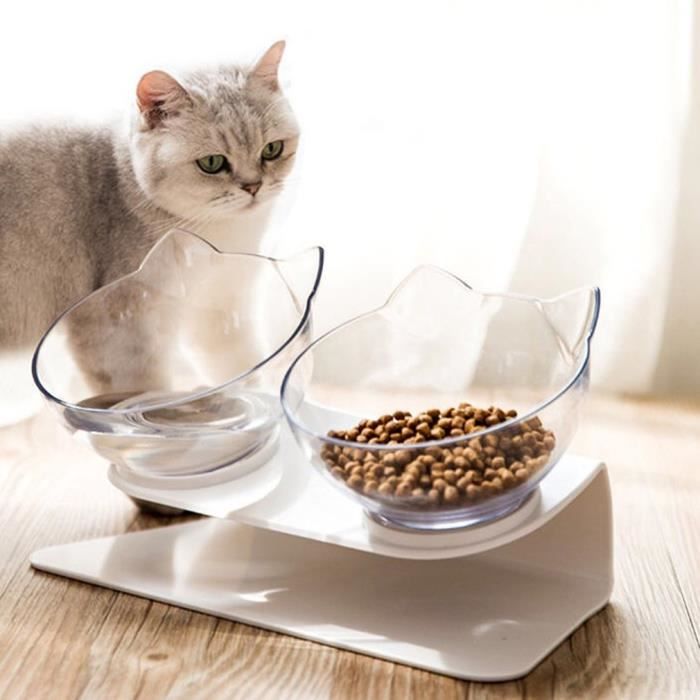 Double Bol A Chat A Chien Distributeur Aliment Bol De Denrees Pour Animaux De Compagnie Cdiscount