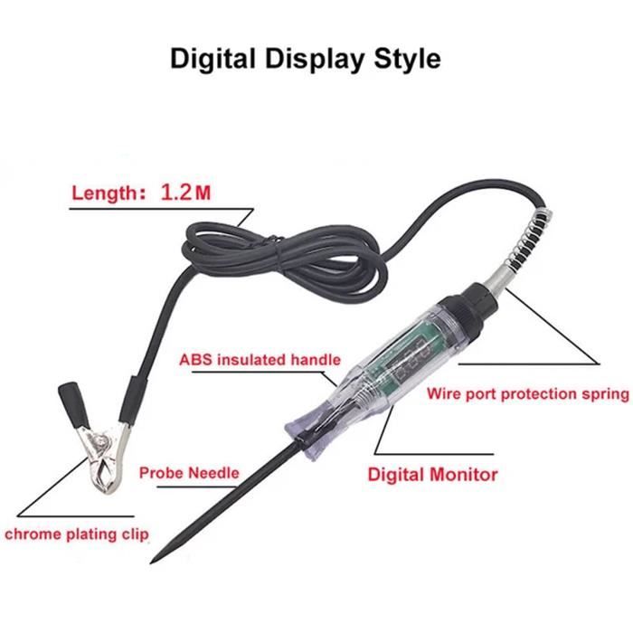 Testeur De Tension Circuit 12V DC - Style Stylo Avec Bouchon De Voiture Noir
