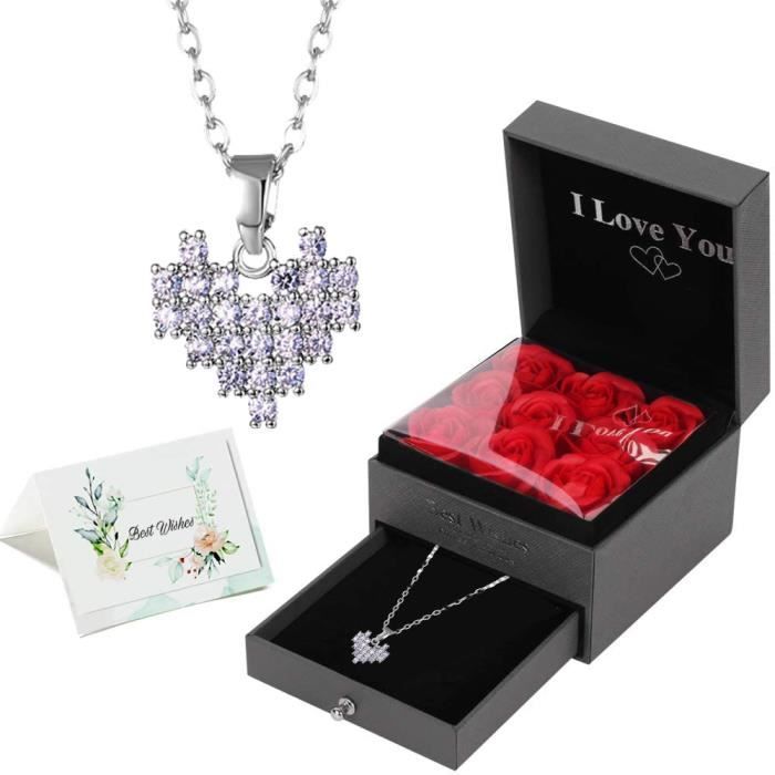 Collier "Je T'Aime" En Argent 925 - Pendentif Cœur Rose Zircone - Cadeau Fête Des Mères/Amoureux - Neuf
