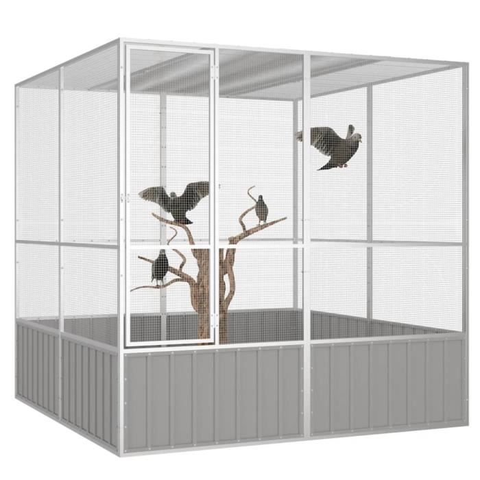 Meilleurs prix pour Cage à oiseaux Gris 213,5x217,5x211,5 cm Acier galvanisé - SALALIS - SP065564