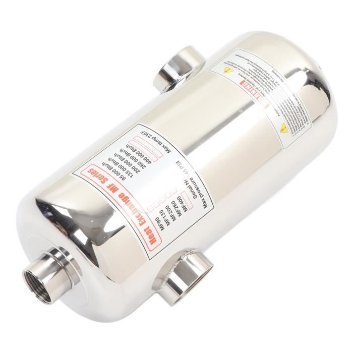Échangeur De Chaleur Piscine 60kW Acier Inox 304 - 48cm, Débit 250L/min | Chauffage Efficace Piscine, Spa, Solaire