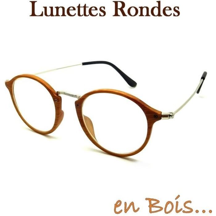 LUNETTES VUE UNISEXE SANS CORRECTION FINES RONDES BOIS BAMBOU