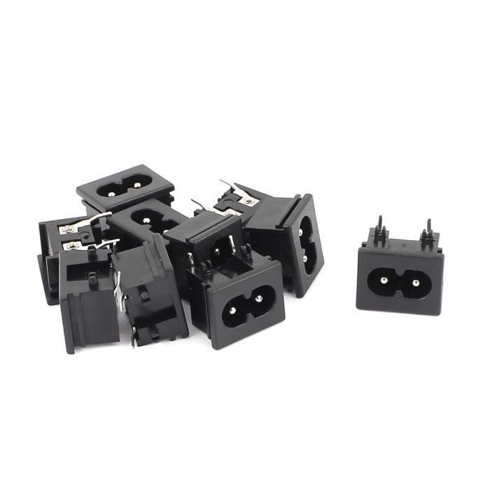 Sourcing Map 5 Stück IEC320 C8 Steckdosen-Einlass, AC 250V 2,5A, Schwarz, Für Labor- Und Industrie-Geräte