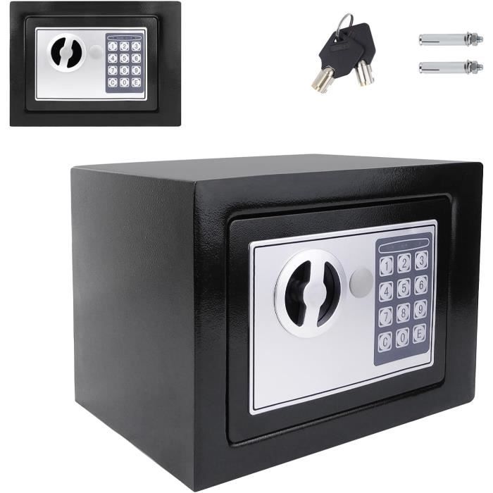 DONAU TECH Mini Cassaforte Digitale 4.6L – 23x17x17 Cm, Serratura A Codice 3-8 Cifre E 2 Chiavi, Blocco Dopo 3 Tentativi, Montaggio A Parete