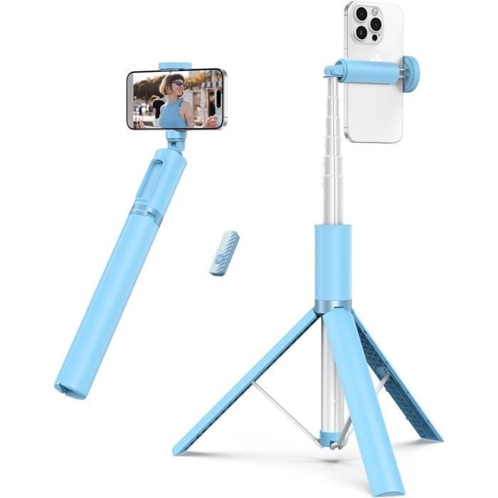 Perche à Selfie Avec Télécommande Bluetooth, Trépied Extensible Jusqu'à 70 Cm, Compatible Téléphone