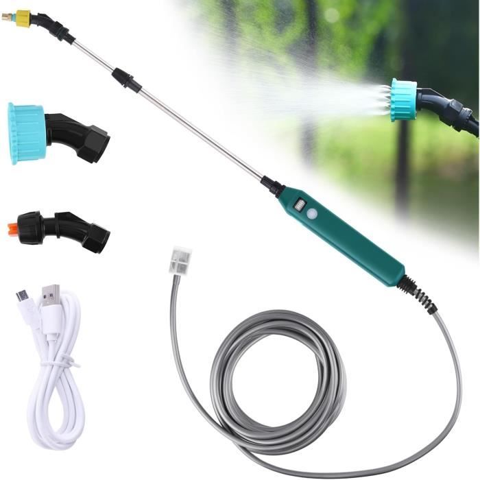 Pulvérisateur électrique De Jardin Sans Fil - Tige Télescopique 62cm, 3 Buses, Tuyau 5m - Rechargeable USB - 4