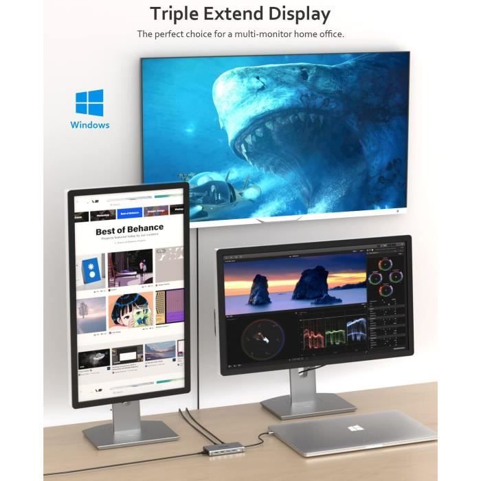Station d'accueil USBC SUTOUG 12 en 1 Triple écran 100 W — free download