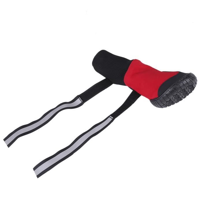 Comparer les prix de Bottes pour chien TMISHION - Chaussures imperméables - Protection antidérapante - Rouge - Noir