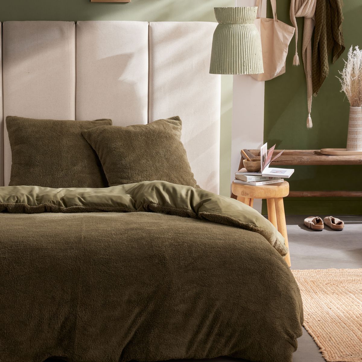 Parure housse de couette 240x220 cm 2 personnes Teddy bi matière 3 pièces