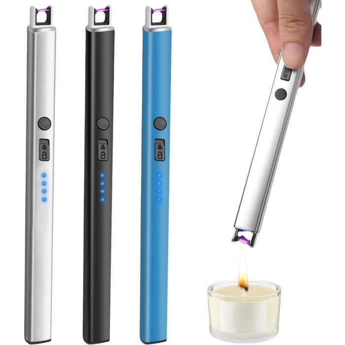 Briquet De Camping Sans Gaz Lot De 3 Briquets électroniques USB Rechargeables - Sans Flamme, Coupe-vent - Double Arc - Noir, Argent, Or Allumage Double Arc électrique Briquet De Camping Sans Gaz Lot De 3 Briquets électroniques USB Rechargeables - Sans Flamme, Coupe-vent - Double Arc - Noir, Argent, Or Allumage Double Arc électrique