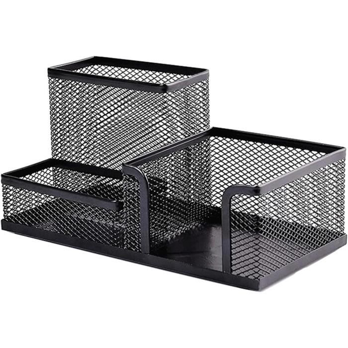 Organiseur De Bureau Métal Multifonction Avec Crochet - 5 Compartiments Pour Stylos, Maquillage, Petits Objets - Antidérapant