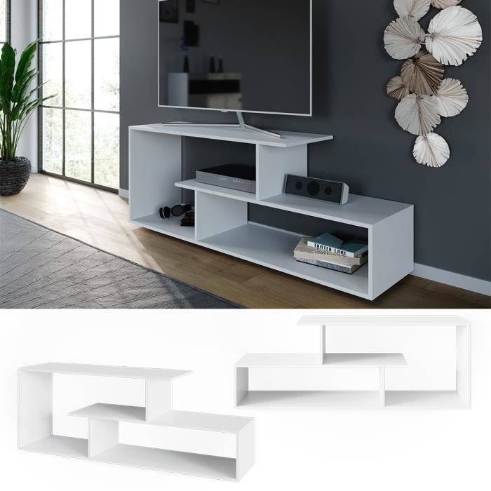 vicco meuble tv kristin, blanc, 152 x 57 cm
