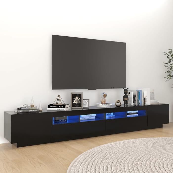 "sale 2024" meuble tv avec lumières led jms - banc tv noir 260x35x40 cm 54,5,kg 9786