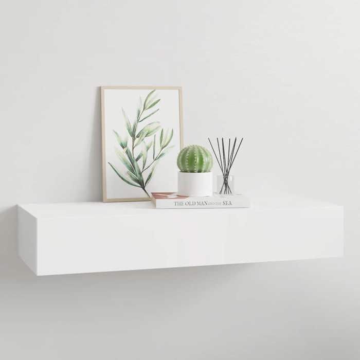 vidaXL Etagère à Tiroir Murale Armoire Flottante Etagère Suspendue Support Mural Salon Salle de Séjour Maison Blanc 330255