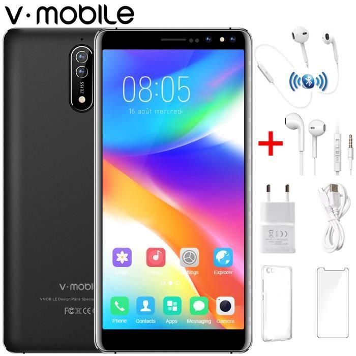 Top achat T&eacute;l&eacute;phone portable Smartphone 4G Débloqué Plein écran HD 1280 x 720 Quad Core Android 7.0 1Go+16Go Double SIM Caméras 8MP Noir 4G Téléphone portable pas cher