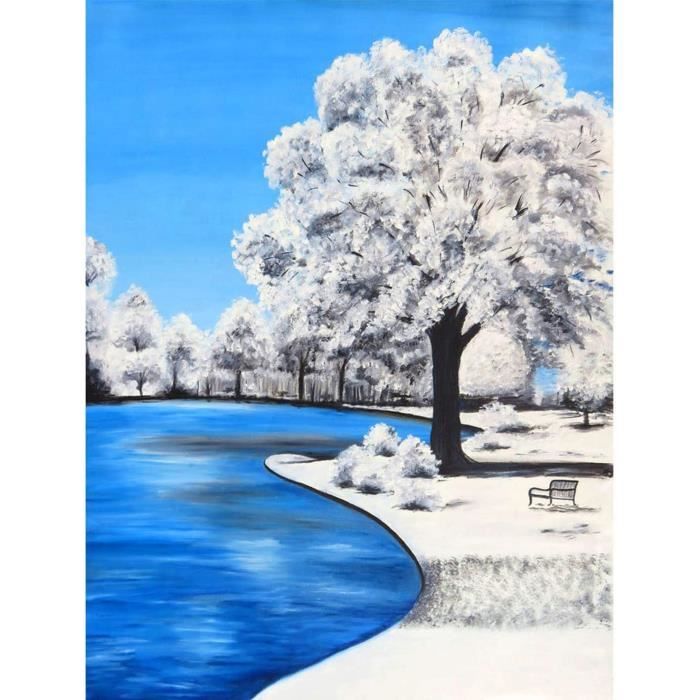 Kit Peinture Par Numéros Adulte - Paysage Ville Balnéaire 40x50 Cm - Toile DIY Sans Cadre