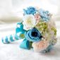 Bleu 25cm Bouquet De Mariage Fleur Artificielle Boue De Rose