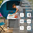 COSTWAY Table de Camping Portable avec 2 Compartiments de Rangement Réglable en Hauteur Table Jardin Compacte pour Pique-Nique-1