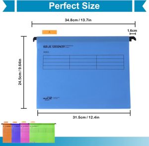 ASelected Lot De 25 Dossiers Suspendus A4 PVC - Onglets Et Cartes Inclus - Couleurs Assorties Pour Classement Bureau