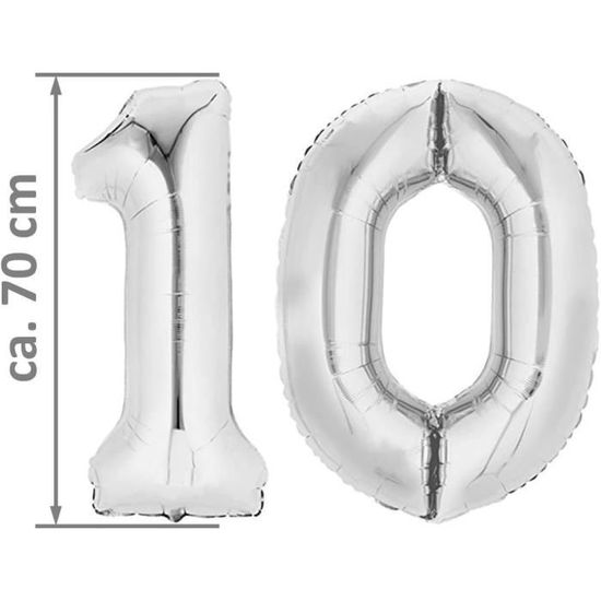 Foil Ballons Chiffre 38-83 Argenté, Grands Ballon Numéro 0 1 2 3 4 5 7