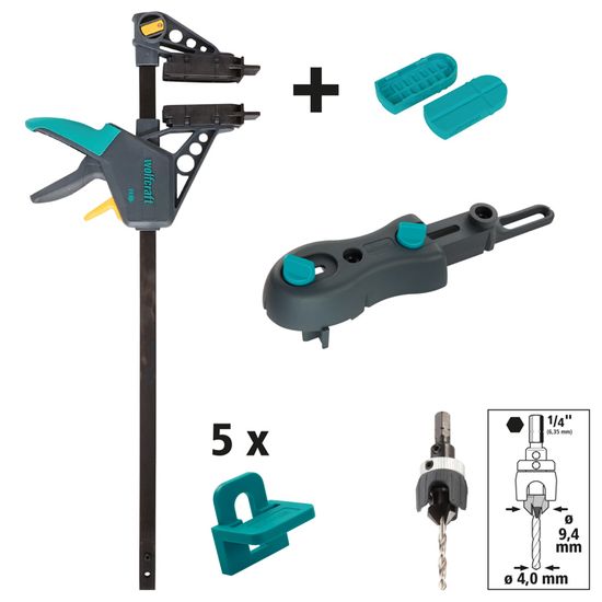 Wolfcraft 6985000 Serre-Joint à Main Pour Pose Terrasse - Force 120 Kg