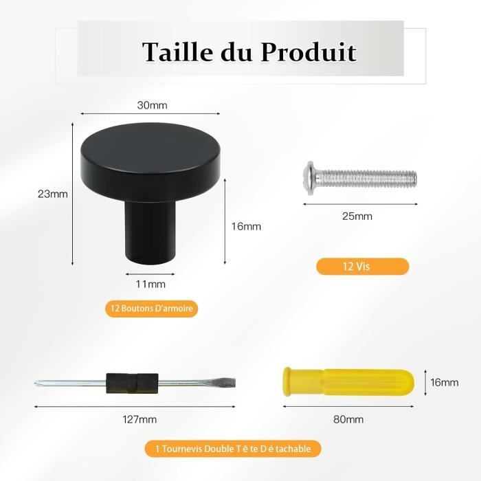 12 Pi ces Boutons De Porte Boutons De Meubles En Noir Avec Tournevis 12 Pi ces Boutons De Porte Boutons De Meubles En Noir Avec Tournevis