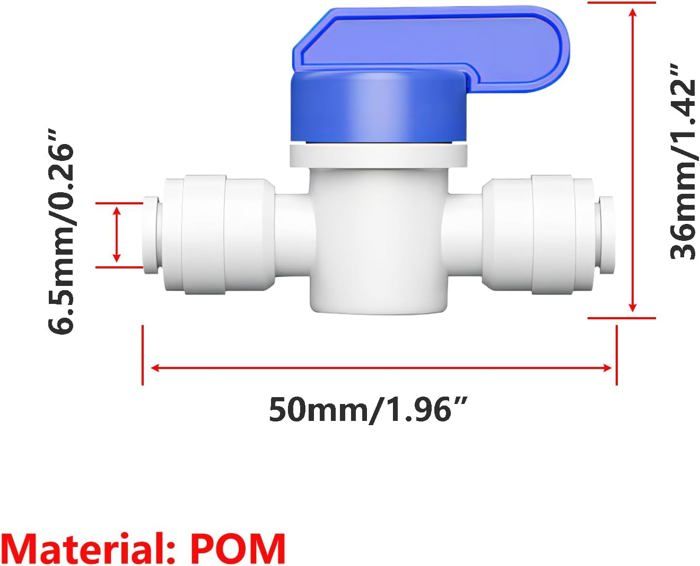 10 Vannes à Boisseau Sphérique 3/8" - En Plastique Alimentaire, Avec Connexion Rapide Clip - Pour Systèmes D'osmose Inverse Ou Irrigation - 4
