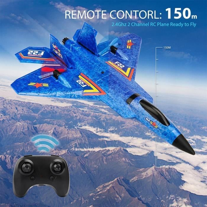 F22 Raptor RC Avion 2.4G 2CH Télécommande Planeur Volant Avec LED Lumières EPP Mousse Avion Jouets Pour Enfants Cadeaux
