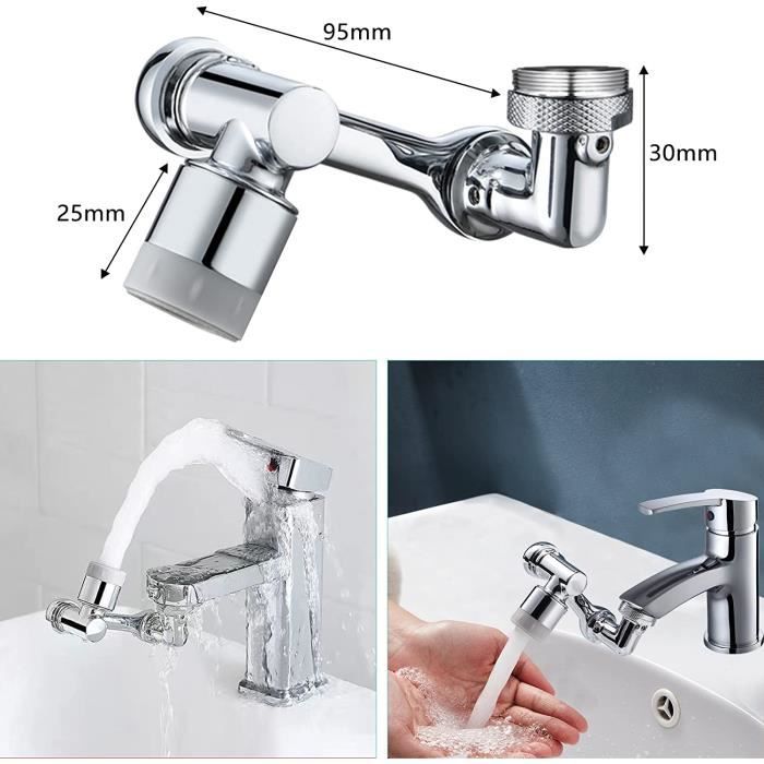 Lot De 3 Mousseurs De Robinet Rotatifs 360° Avec 2 Modes (M22/M24) - Économiseur D'Eau Pour Cuisine Et Salle De Bain