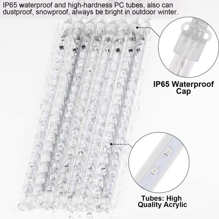 Guirlande LED Effet Pluie De Météores - 8 Tubes 30 Ou 50 Cm - Étanche 220V - Pour Extérieur