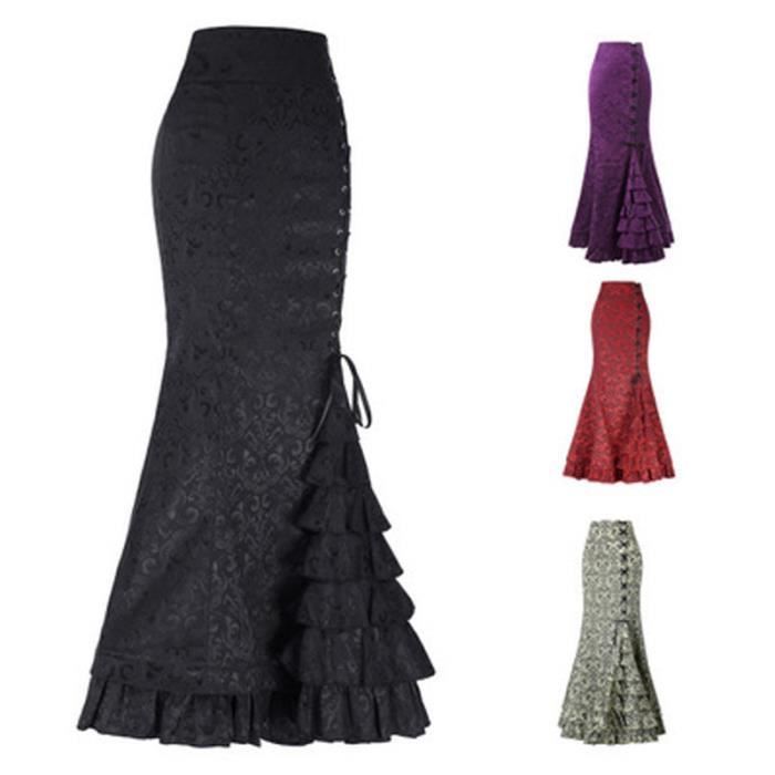 Femmes style punk retro jupe sirene vintage longue moulante a