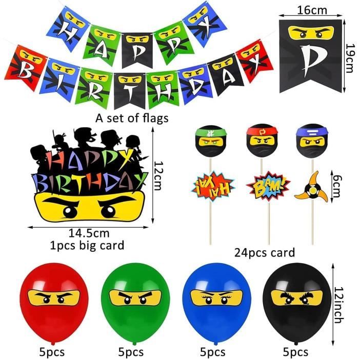 Kreatwow Ninja Verjaardagsdecoratie Set – Banner, Ballonnen, Cupcake Toppers, Lantaarns, Voor Een Ninja-thema Feest 2 miniatura