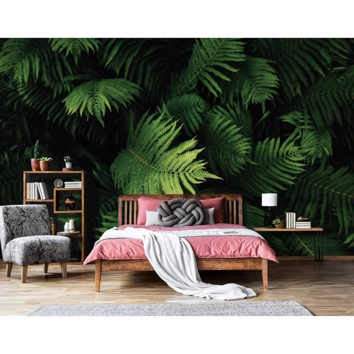 Papier Peint Intissé Panoramique Feuille 3D 312x219 cm Tropical Jungle ...