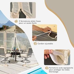 Moustiquaire Parasol 2.8m Blanc - Protection Anti-Moustiques Extérieur Pour Terrasse Et Jardin